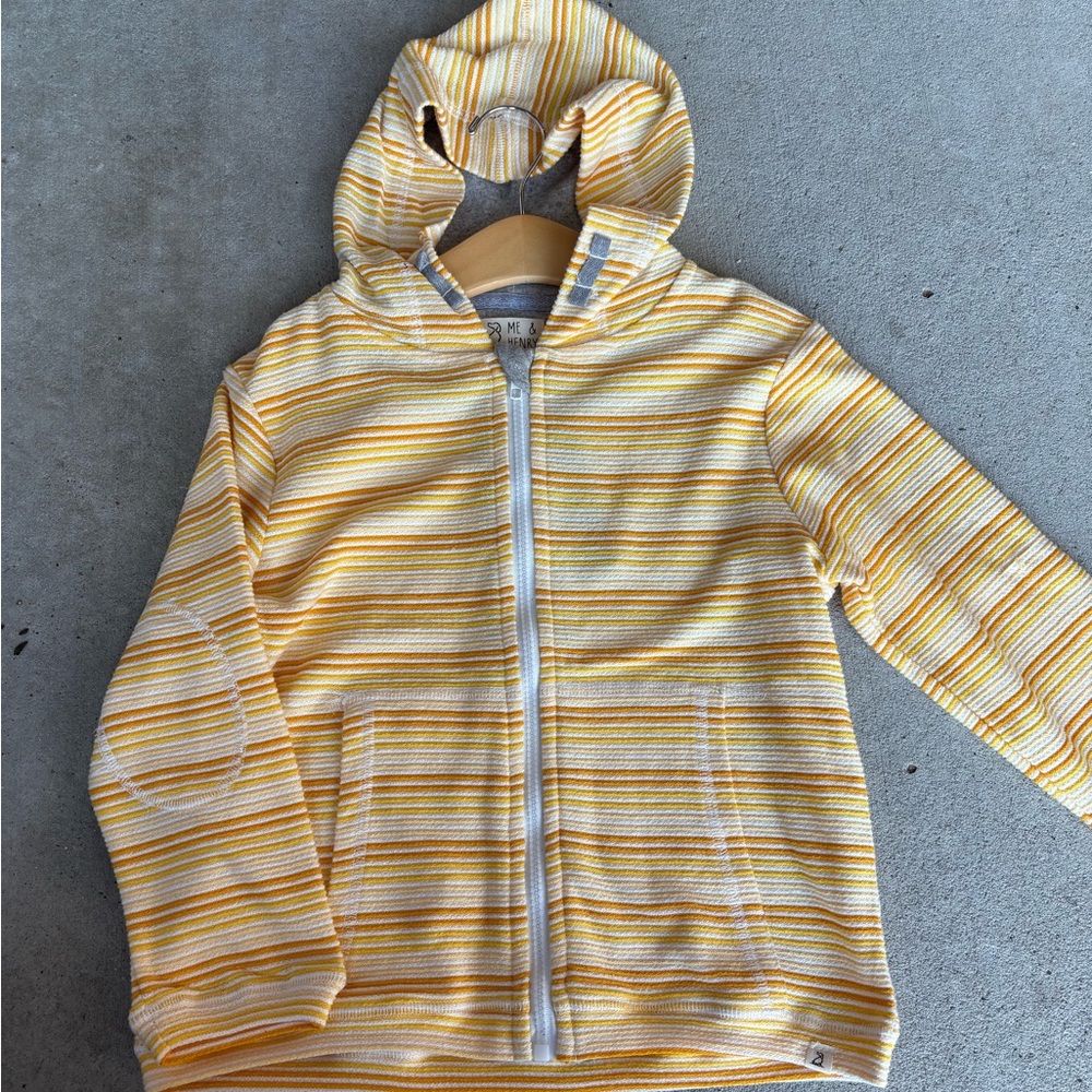 Yellow and White Striped Kids Zip-Up Hoodie